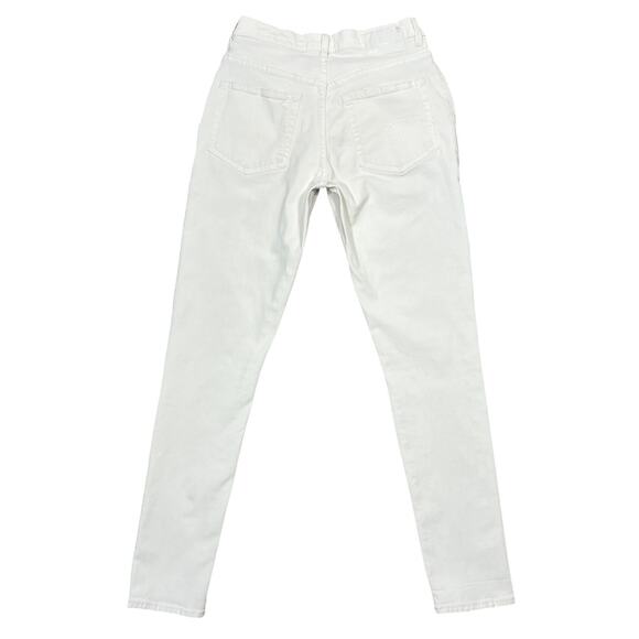 R13 X-Over Skinny Jeans Women 25" White Riot Stretch Denim Cross Waist Summer - Picture 2 of 16